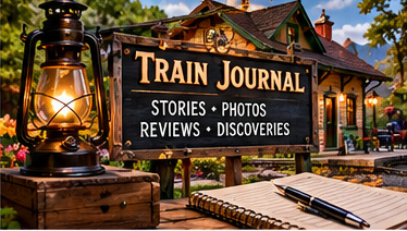 Train journal sign at a railroad station